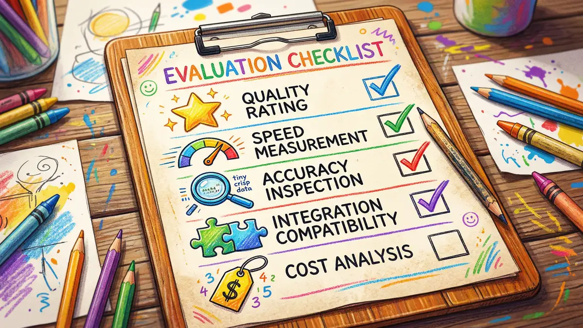 Evaluation criteria for comparing AI copywriting tools including quality, speed, integrations, and cost